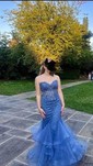 Trumpet/Mermaid Sweetheart Tulle Floor-length Beading Prom Dresses