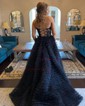 Corset Black Tulle Ball Gown/Princess Tiered Ruffle Prom Dresses