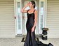 Petite Sheath/Column Satin Ruched Floral Prom Dresses
