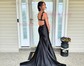 Petite Sheath/Column Satin Ruched Floral Prom Dresses