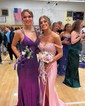 Sheath/Column Off-the-shoulder Satin Corset Prom Dresses