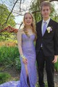Corset Sheath/Column Lace Straight Ruched Split Prom Dresses