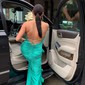 Mermaid V-neck Jersey Prom Dresses With Ruched