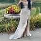 Sheath/Column Off-the-shoulder Sparkly Sequin Prom Dresses With Ruched