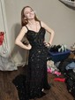 Sweetheart Fit and Flare Corset Sequin Prom Dresses