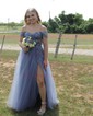Ball Gown/Princess Sweetheart Tulle Sweep Train Prom Dresses With Lace