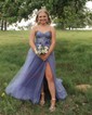 Ball Gown/Princess Sweetheart Tulle Sweep Train Prom Dresses With Lace