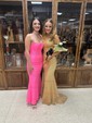 Sheath/Column Sweep Train V-neck Sequined Ruffles Prom Dresses