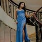 Sheath/Column Sweetheart Floor-length Glitter Prom Dresses With Ruched