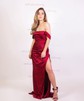 Fitted Off-the-shoulder Satin Prom Dresses with Ruched