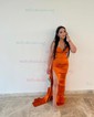 Fitted Sweetheart Satin Prom Dresses with Slit