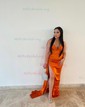 Fitted Sweetheart Satin Prom Dresses with Slit