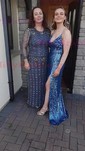 Sheath/Column Sweep Train Cowl Neck Sequined Split Front Prom Dresses