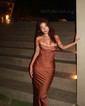 Sheath/Column Cowl Neck Silk-like Satin Prom Dress