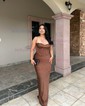 Sheath/Column Cowl Neck Silk-like Satin Prom Dress