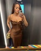 Sheath/Column Cowl Neck Silk-like Satin Prom Dress