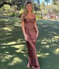 Sheath/Column Cowl Neck Silk-like Satin Prom Dress