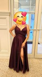 Black A-line V-neck Satin Prom Dresses With Ruched