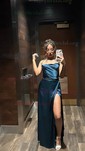A-line Cowl Neck Silk-like Satin Floor-length Prom Dress