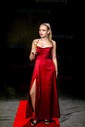 A-line Cowl Neck Silk-like Satin Floor-length Prom Dress