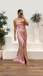 Sheath/Column Cowl Neck Silk-like Satin Floor-length Prom Dress