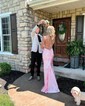 Mermaid Scoop Neck Satin Prom Dresses With Ruched