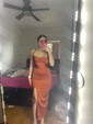 Sheath/Column Cowl Neck Tea-length Satin Prom Dresses