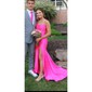 Mermaid Scoop Neck Jersey Corset Prom Dresses With Ruched