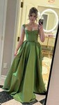 Ball Gown Sweetheart Satin Prom Dresses With Ruched
