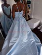 Ball Gown V-neck Satin Prom Dresses With Split