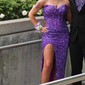 Sheath/Column Strapless Sparkly Velvet Sequin Prom Dresses