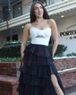 Ball Gown Strapless Chiffon Ruffle Tiered Prom Dresses