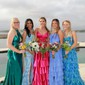 Ball Gown Strapless Chiffon Ruffle Tiered Prom Dresses