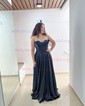 A-line Strapless Corset Satin Prom Dresses with Ruched