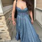 A-line Cowl Neck Tulle Prom Dresses With Ruched