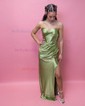Sheath/Column Strapless Satin Corset Prom Dresses With Ruched