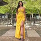 Sheath/Column Strapless Satin Corset Prom Dresses With Beading