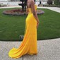 Sheath/Column Strapless Satin Corset Prom Dresses With Beading