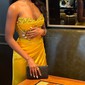 Sheath/Column Strapless Satin Corset Prom Dresses With Beading