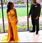 Sheath/Column V-neck Satin Floor-length Corset Prom Dresses With Ruched