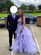 Princess V-neck Tulle Ruffle Prom Dresses With Appliques