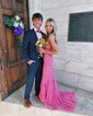 Black Mermaid Scoop Neck Backless Tulle Prom Dresses With Appliques