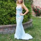 Black Mermaid Scoop Neck Backless Tulle Prom Dresses With Appliques