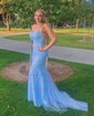 Black Mermaid Scoop Neck Backless Tulle Prom Dresses With Appliques