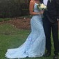 Black Mermaid Scoop Neck Backless Tulle Prom Dresses With Appliques