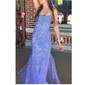 Mermaid Scoop Neck Backless Tulle Prom Dresses With Appliques