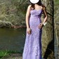 Mermaid Scoop Neck Backless Tulle Prom Dresses With Appliques