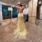 Mermaid Scoop Neck Tulle Beaded Prom Dresses With Appliques
