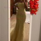 Mermaid Scoop Neck Tulle Beaded Prom Dresses With Appliques