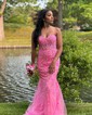 Mermaid Strapless Tulle Corset Prom Dresses With Appliques